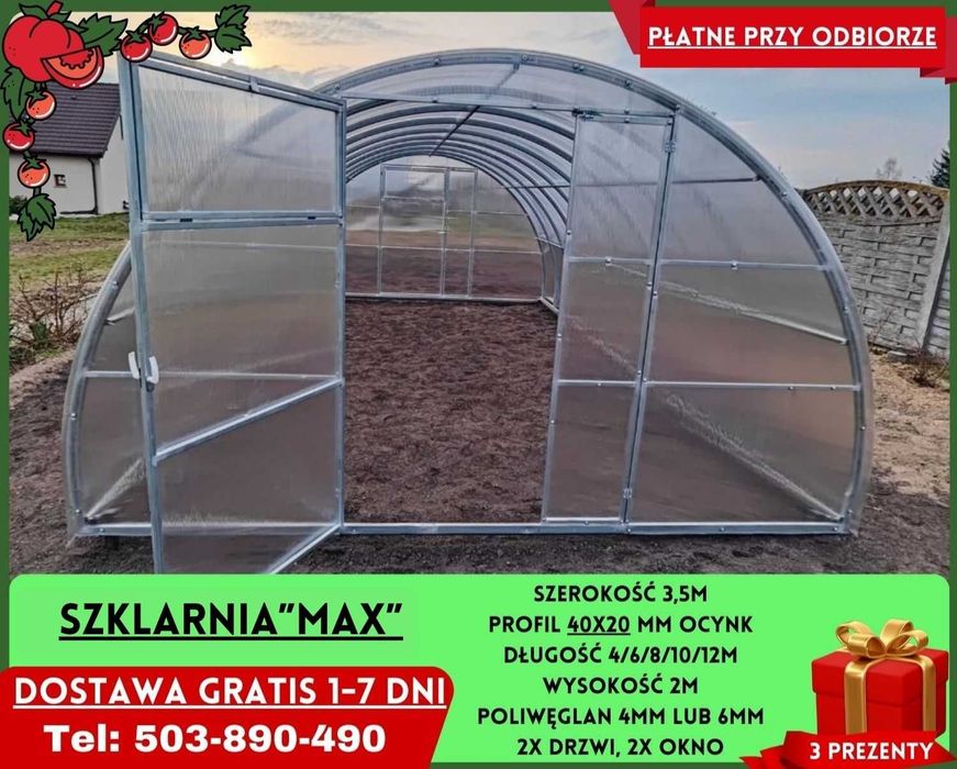 Szklarnia Ogrodowa 3x4m poliwęglan 4/6 mm Sprzedam Gratisy Nowy Sącz