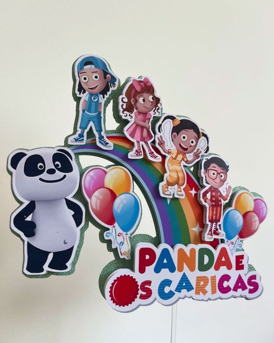 Topper Bolo Panda e os Caricas