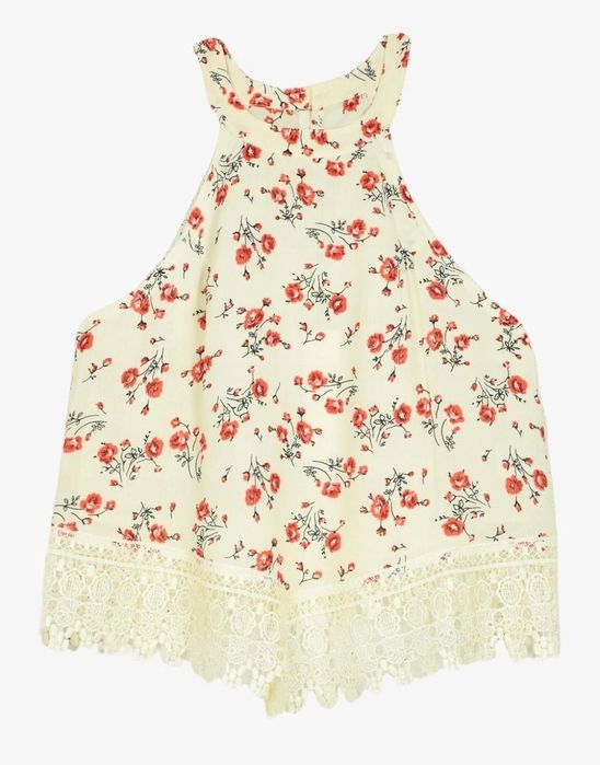 Amalie & Amber bluzka w kwiaty z gipiurą koronką 38 M nowa z metkami