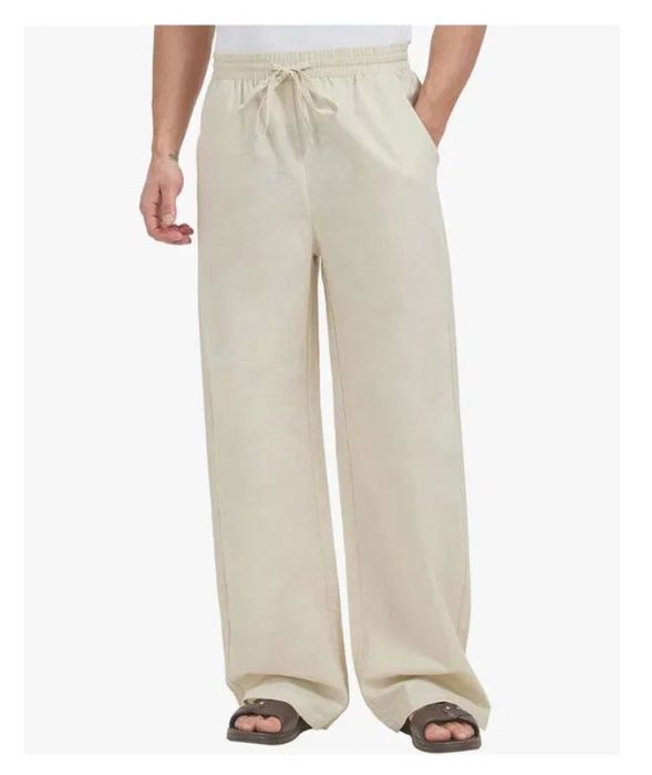 Letnie spodnie męskie bawełna/len, khaki, rozm. XL/nogawka 86cm ZYLIOO 3 sztuki