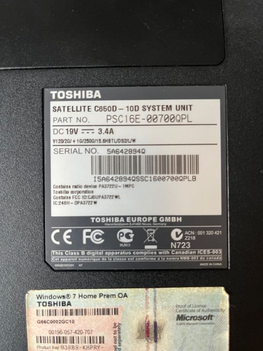 Laptop Toshiba komputer