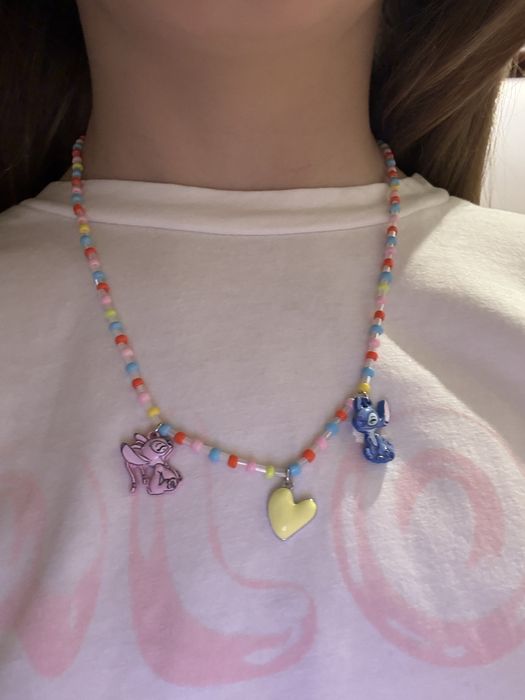 Kolorowy naszyjnik Stitch i Angel - koraliki, Disney