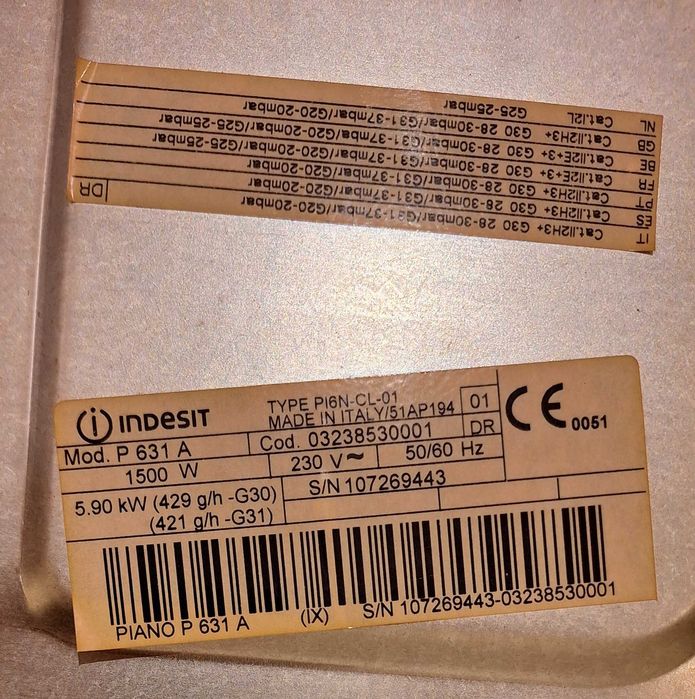 Placa de encastre Indesit
