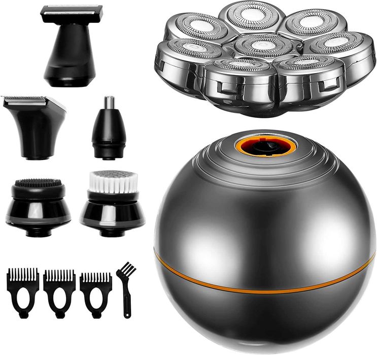 Golarka do głowy 8D 6w1 dla mężczyzn, wodoodporna, LED, USB-C