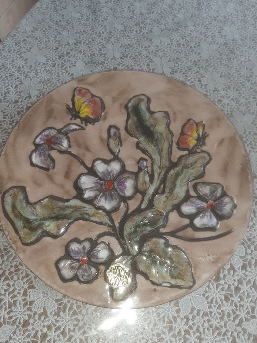 Talerz dekoracyjny Ruscha Art West Germany vintage ręcznie zdobiony