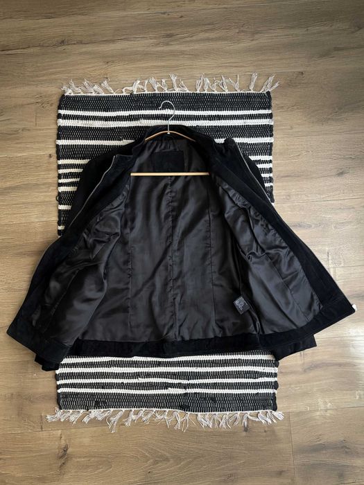 Czarna kurtka skórzana skóra naturalna nubuk biker leather jacket 42