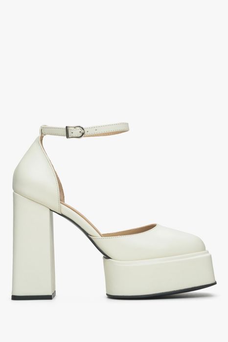 Туфлі Ankle strap шкіряні молочні Estro