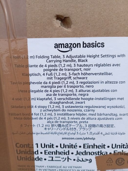Stół składany AmazonBasics tworzywo sztuczne prostokątny 121,4 x 60,7 x 86,1 cm