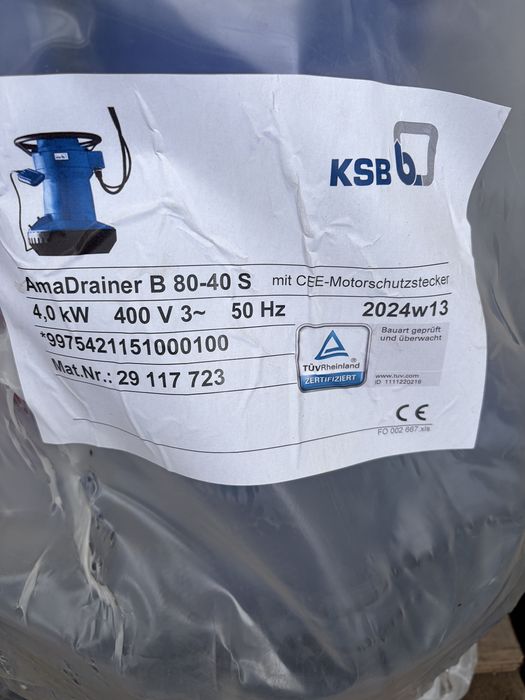 KSB AmaDrainer B 80-40 S 4.0 kW Pompa zatapialna NOWA 400V