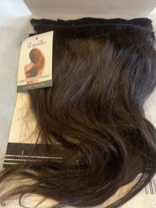 Трессы на заколках , натуральные , новые в упаковке , каштан