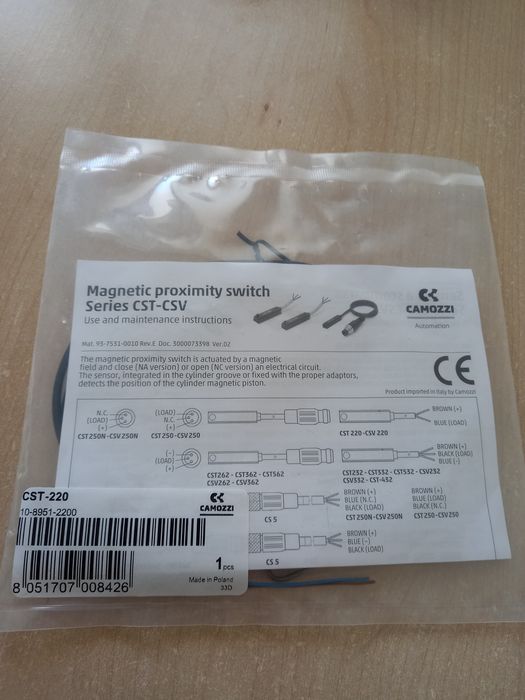 Датчик герконовый CAMOZZI CST-220
Датчик герконовый CAMOZZI CST-220