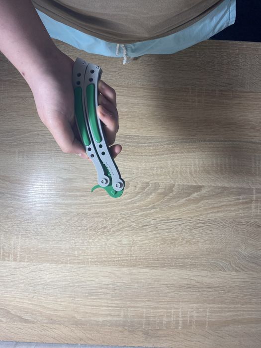 Ножик-бабочка із кс го зелена розкраска