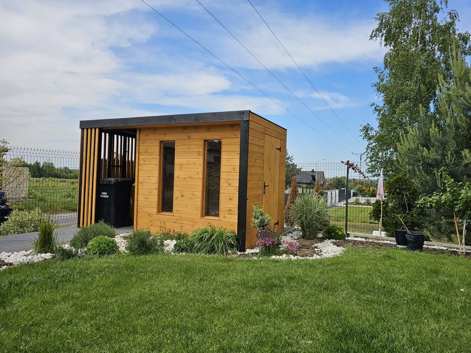 Nowoczesny Domek Narzędziowy z drewutnią / wiatą  WORKER II PLUS  2x4