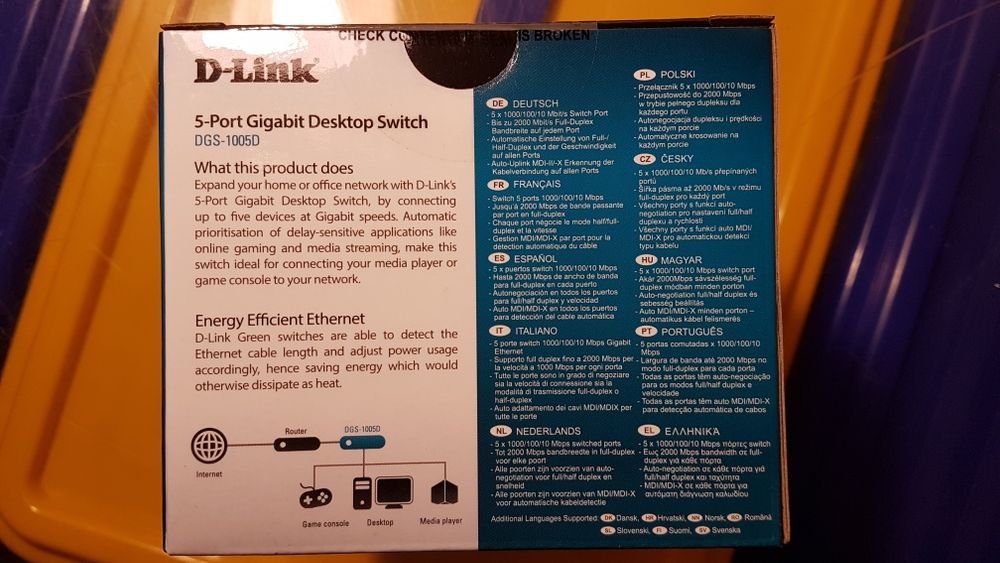 SWITCH D-LINK 5 PORTAS 10/100/1000 (GREEN ETHER) DGS-1005D Referencia