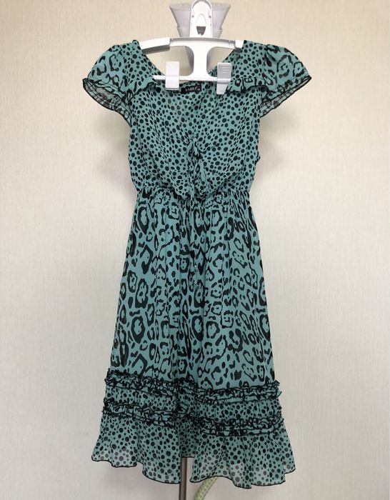 Шифонова коротка літня міні сукня в стилі babydoll леопард