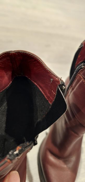 Botki słupek,sztyblety, krótkie kozaki r.36 skórzane bordowe