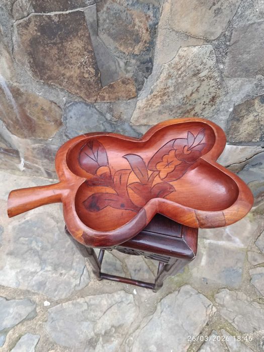 Fruteiro Centro de Mesa Madeira Maciça Exótica Pau Rosa 39 cm