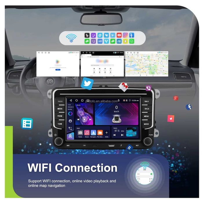 Rádio 4/64GB VW Golf Polo Passat Skoda Seat Carplay Android Auto GPS