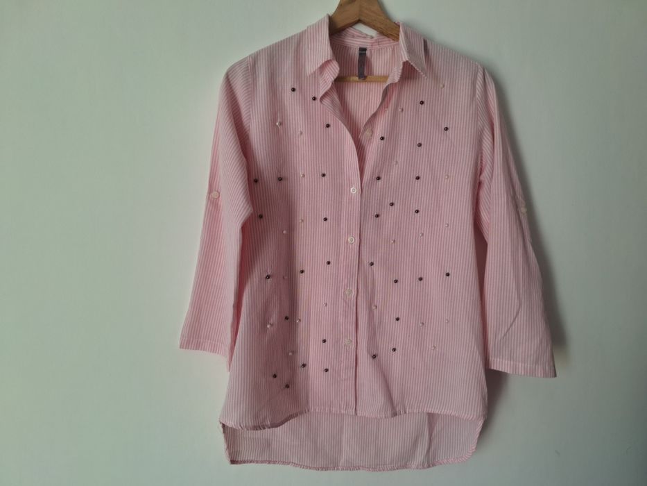 Koszula w paski różowa