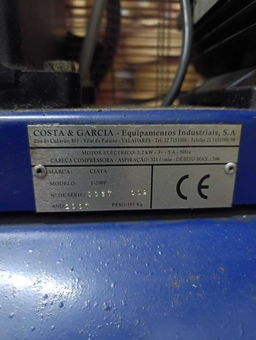 Compressor Ciata T-200P – Costa & Garcia, Equipamentos Industriais, SA
