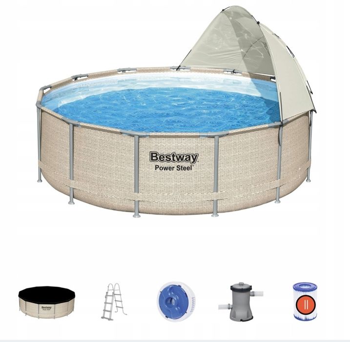 Basen Bestway Power Stell Ogrodowy Stelażowy Okrągły 396x107