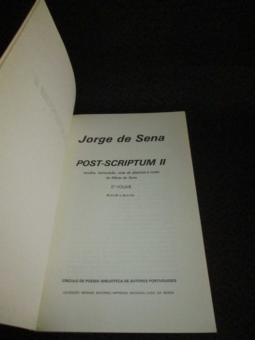 Livros Post-Scriptum II Jorge de Sena 2 Volumes - Completo