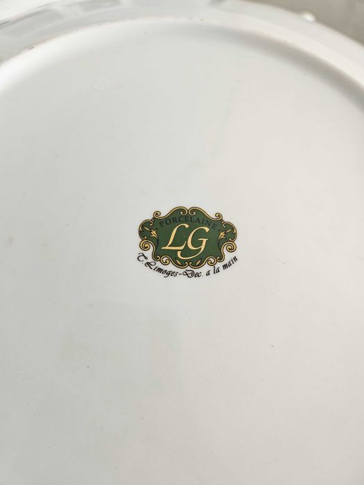 Conjunto limoges pintado à mão- terrina e prato