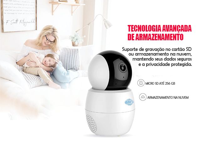 Intercomunicador bebé Wifi, suporta micro SD até 256 GB, 1080P HD