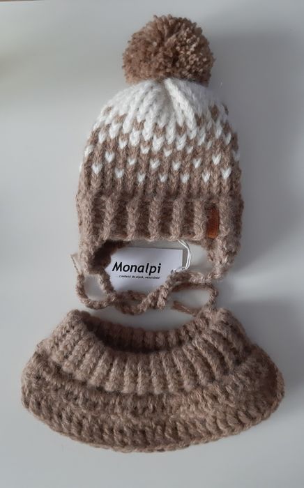 Czapka dziecięca wełniana 100% alpaka Monalpi DUO Handmade