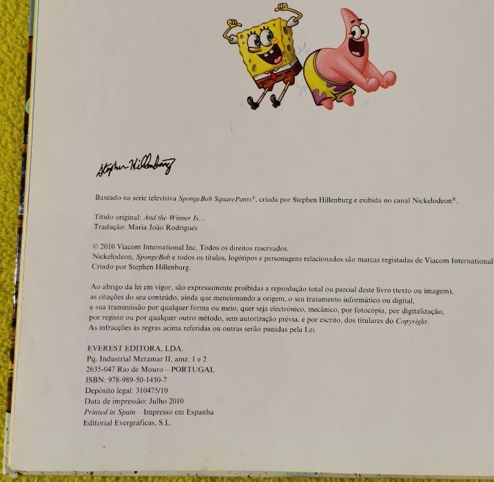 Livro Infantil SpongeBob Square Parts nickelodeon E o vencedor é
