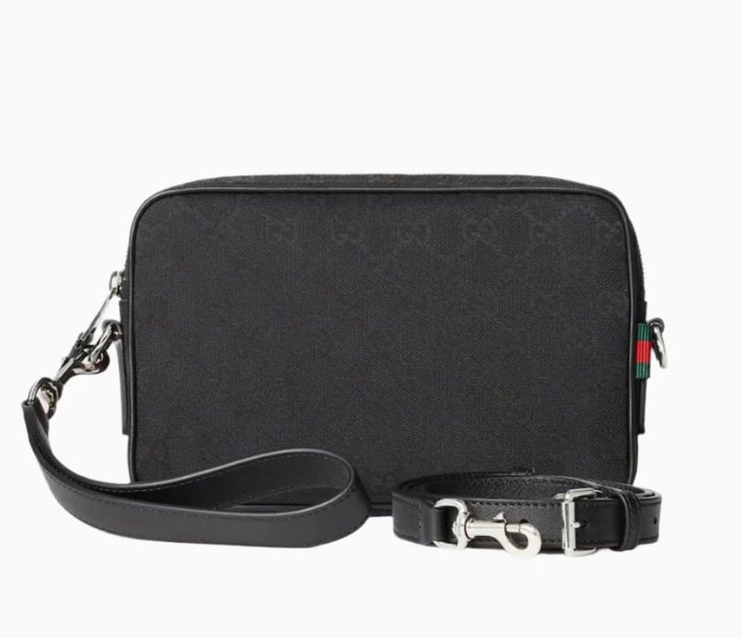 Сумка Gucci Оригинал Через Плечо l Gucci GG Supreme Canvas Camera Bag Black l Мужская Сумка Gucci l Gucci Оригинал