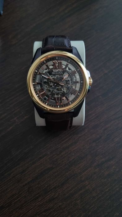 Zegarek Bulova automatyczny złoty brązowy pasek oryginalny