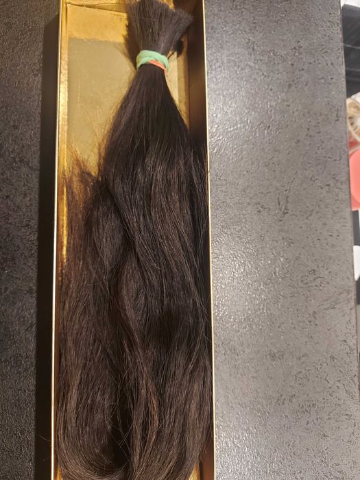 Wlosy naturalne sciete z glowy. 45 cm. 77 gr. Czarne.