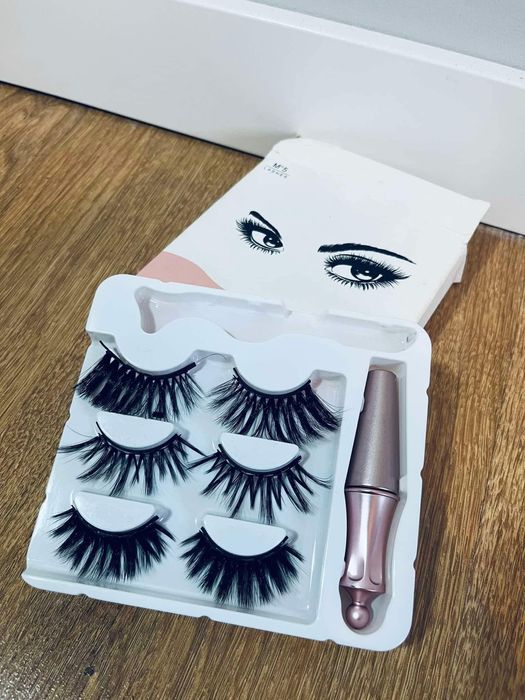 Czarne sztuczne rzęsy na pasku lashes długie kępki