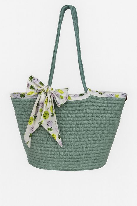 Torebka koszyk handmade szałwia podszewka