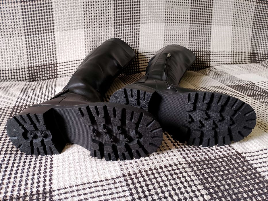 Сапоги кожаные высокие осень-зима, 24 см