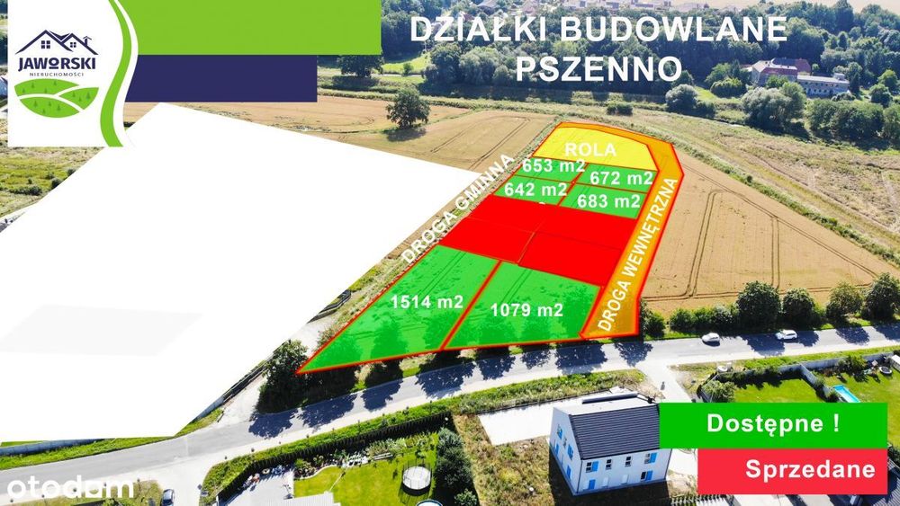 Działki z wodą miejską i utwardzoną drogą -Pszenno