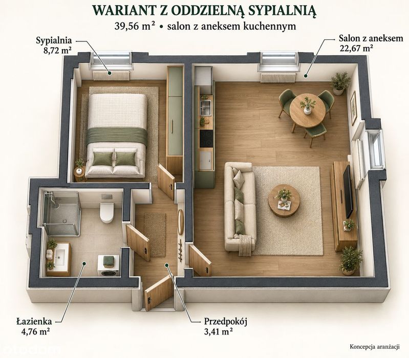 Mieszkanie na I piętrze