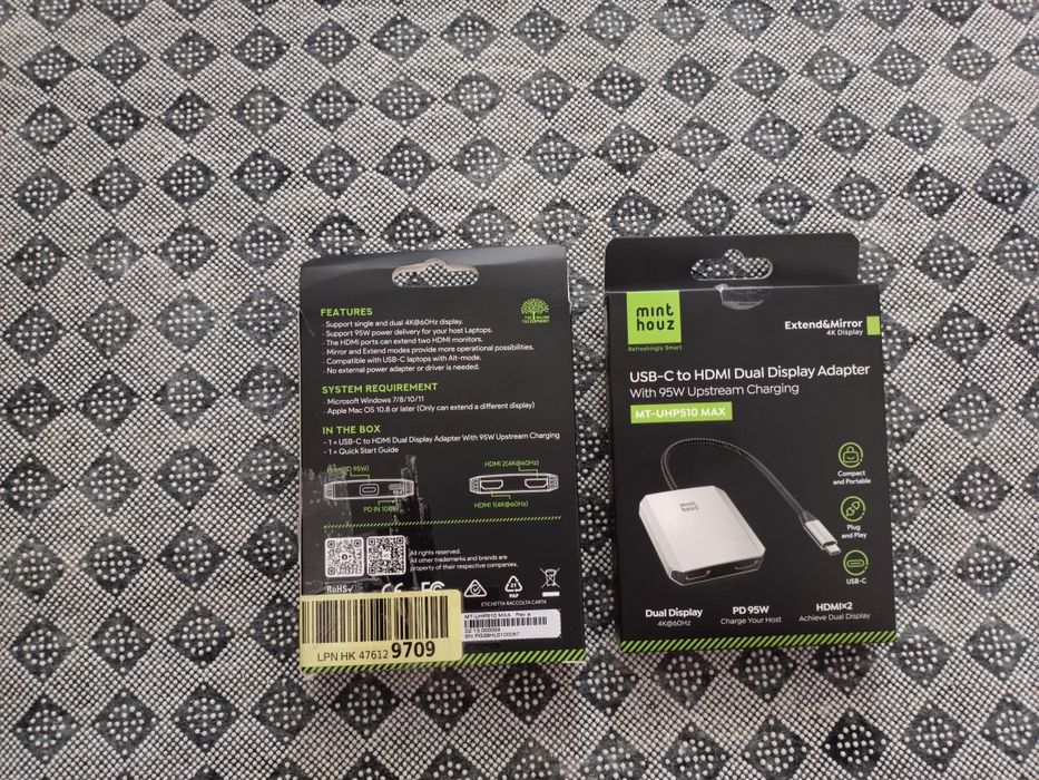 Hub, adapter USB-C do 2x HDMI, USB-A, typ C 95W PD