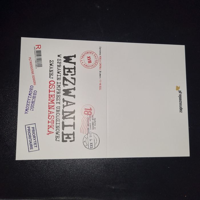 Zaproszenia na 18stke