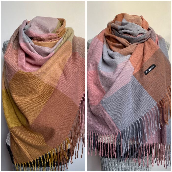 Кашеміровий шарф палантин в клітинку Кашемировый