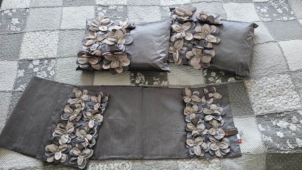 Home&You kwiaty bieżnik i poduszki piękny komplet