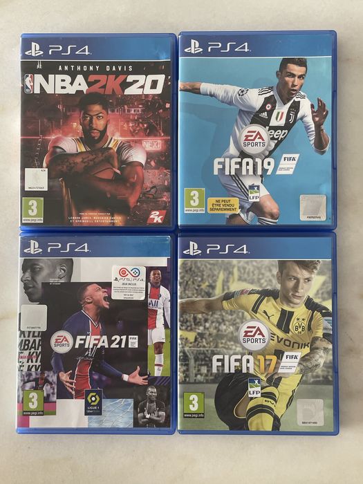Jogos PS4: FIFA 17, 19, 21 e NBA 2K20 Lote Coleção