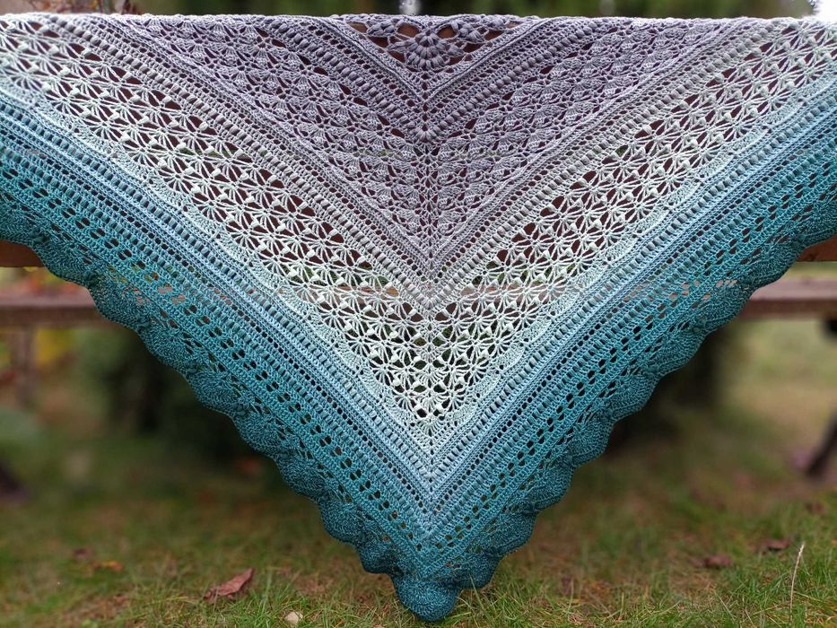 Chusta Ombre, ręcznie robiona na szydełku, szydełko, Handmade