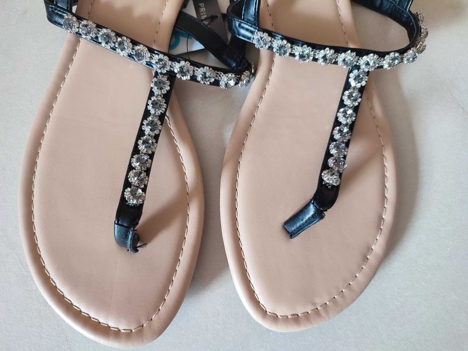 Primark! Nowe stylowe Sandały 39 czarne cyrkonie