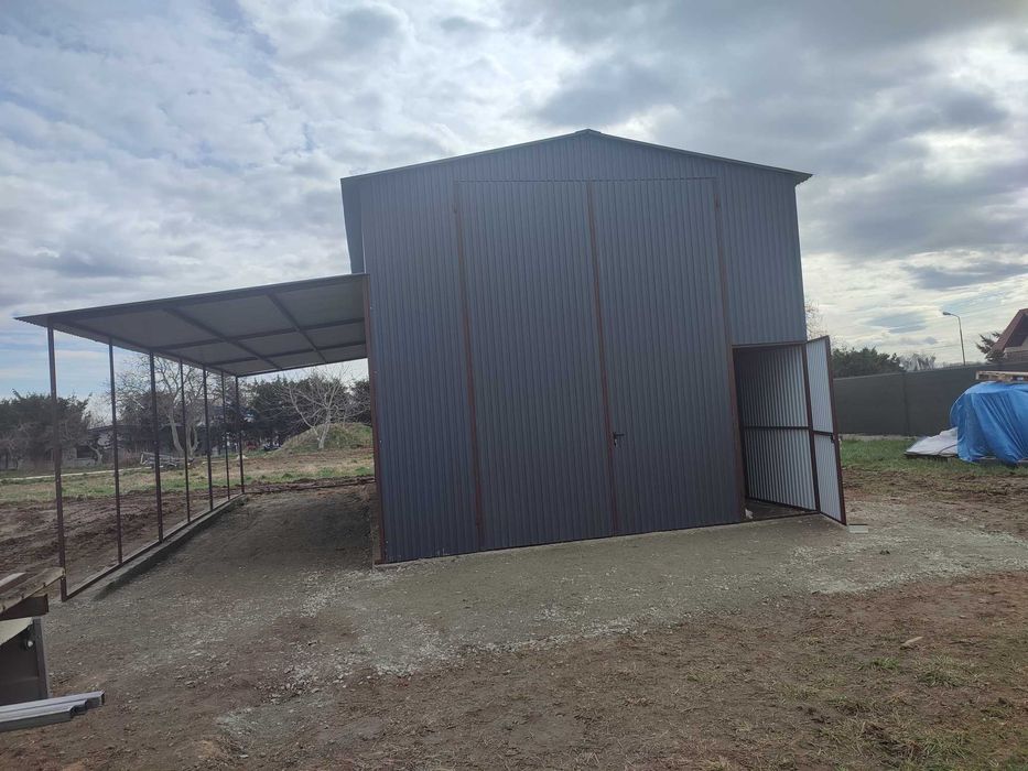 Wysoki GARAŻ BLASZANY  - Wiata , Hala , Magazyn Blaszany - GRZYWSTAL