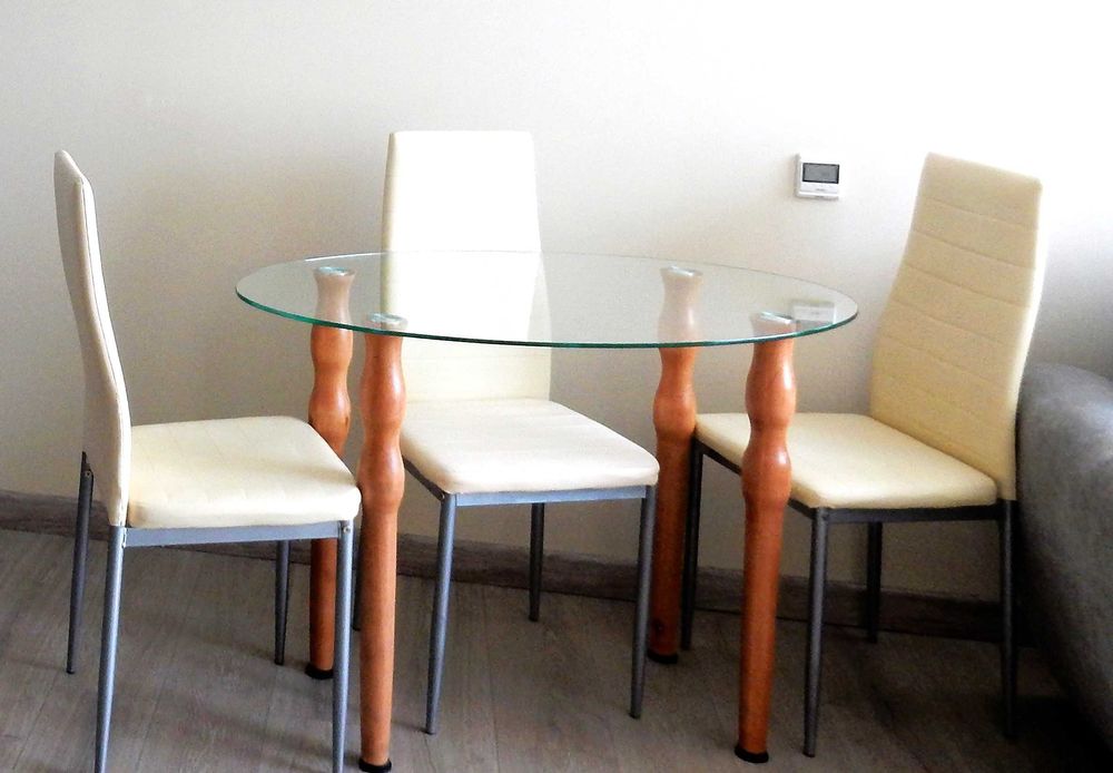 Скляний Стіл Овальний Міні Обідній Стіл Журнальний Консольний Столик