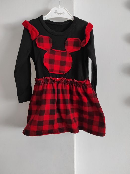 Sukienka ocieplana krata święt 92-98