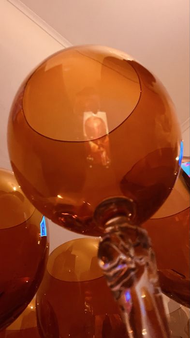 •	Conjunto de 8 Copos de Cristal Âmbar em Excelente Estado