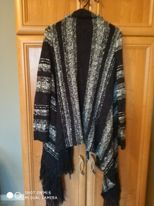 Kardigan przód asymetryczny elegancki modny ciepły miękki wygodny L/XL